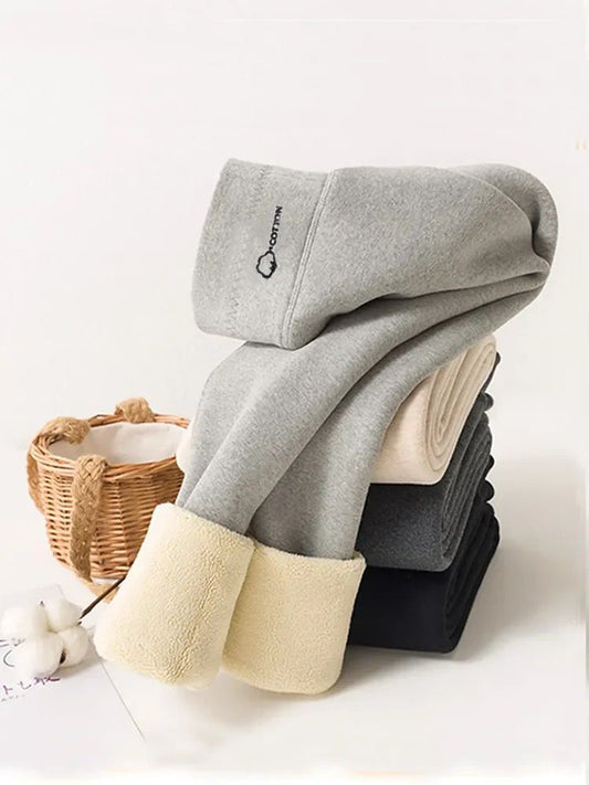 Lateno Premium Fleece Leggings In Light Grey