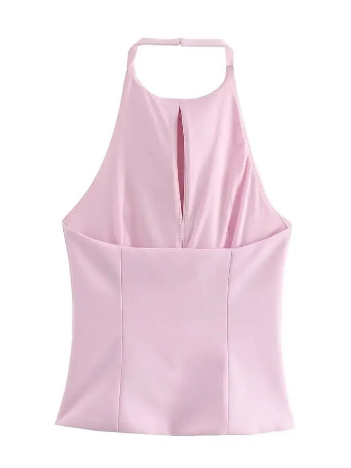 Hilton Statement Vest Knot Top In Pink