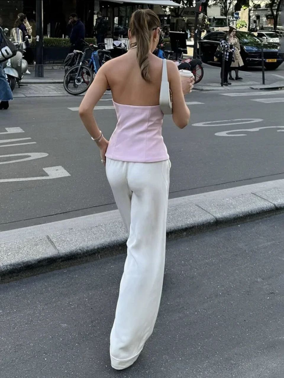 Hilton Statement Vest Knot Top In Pink