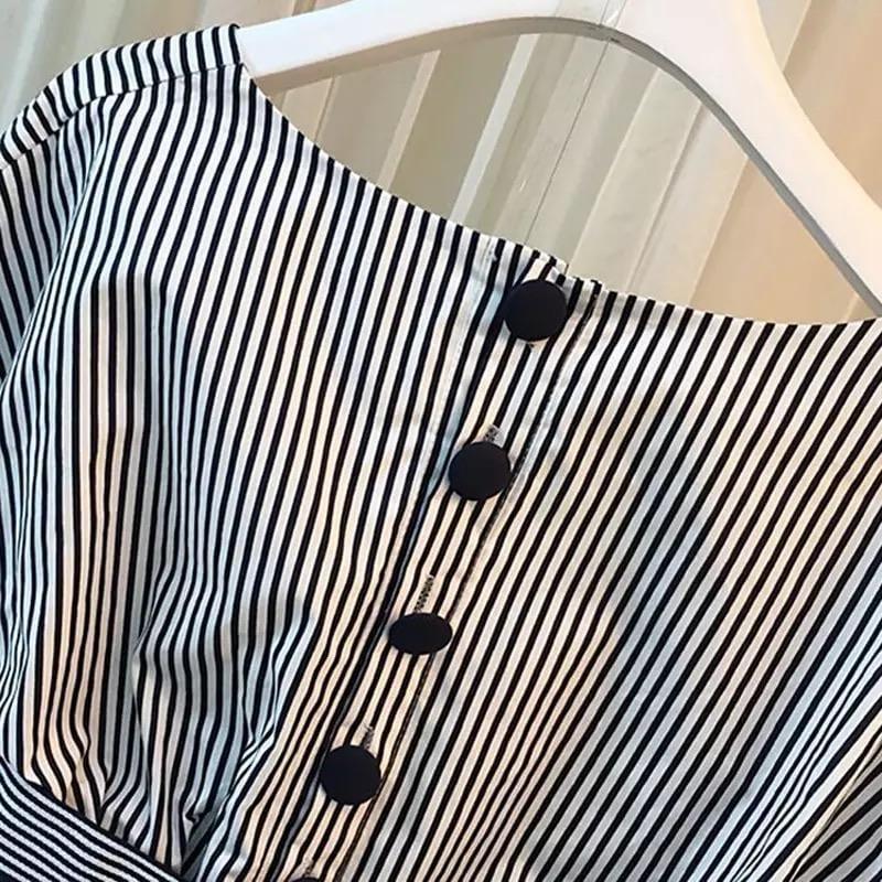 Luxury Bubble Sleeve Top with Pants - Striped