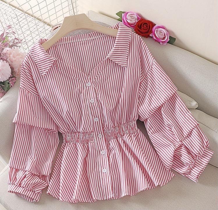 Donna Striped Blouse In Black