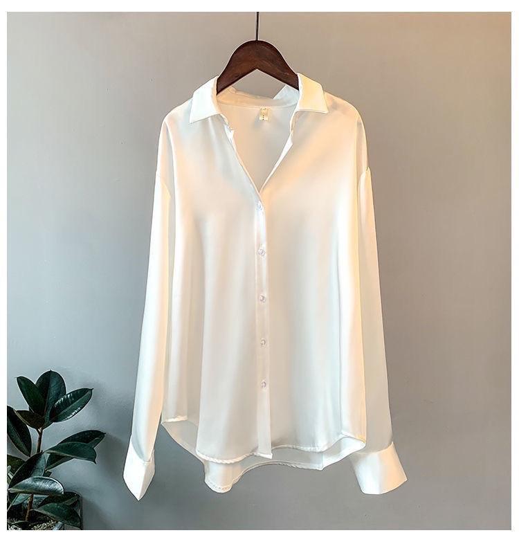 Hathor Luxury Satin Shirts In White