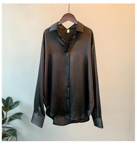 Hathor Luxury Satin Shirts In Black