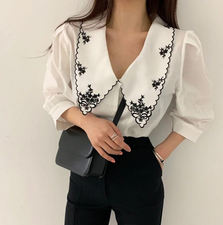 Tempa Vintage Blouse In White