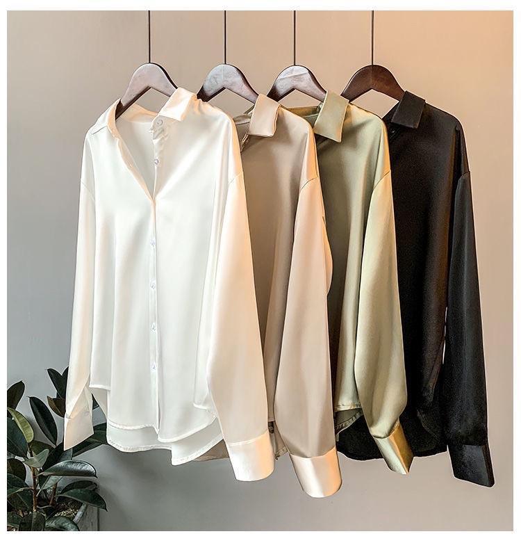 Hathor Luxury Satin Shirts In White