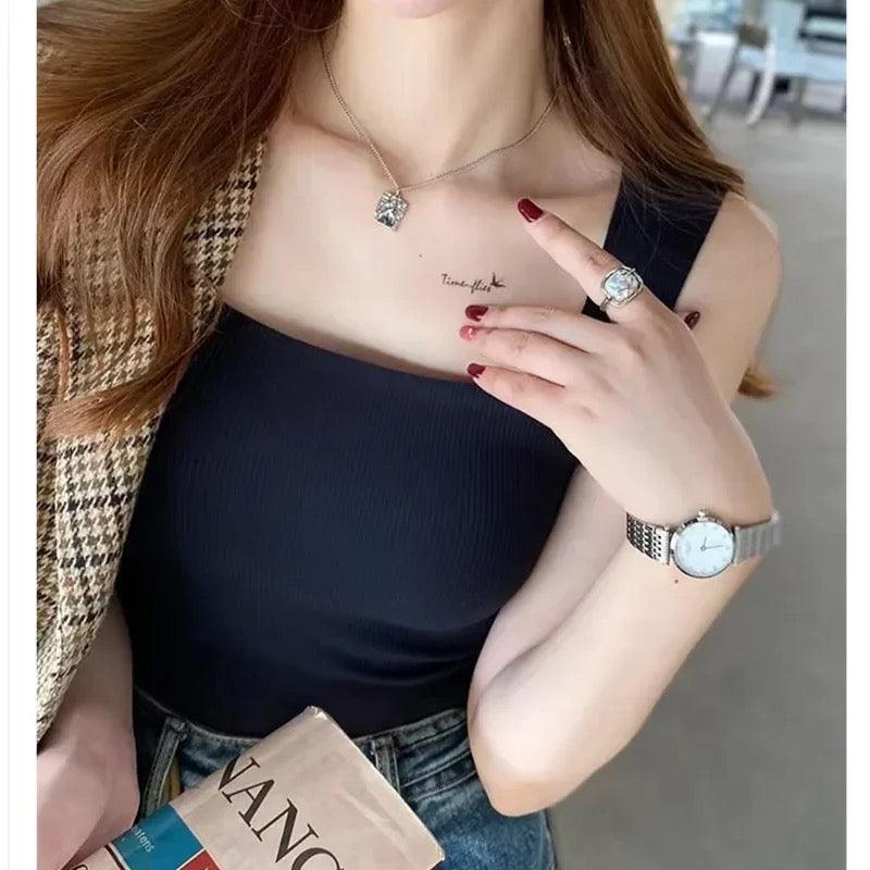 Nino Tank Tops with Inbuilt Bra in Black