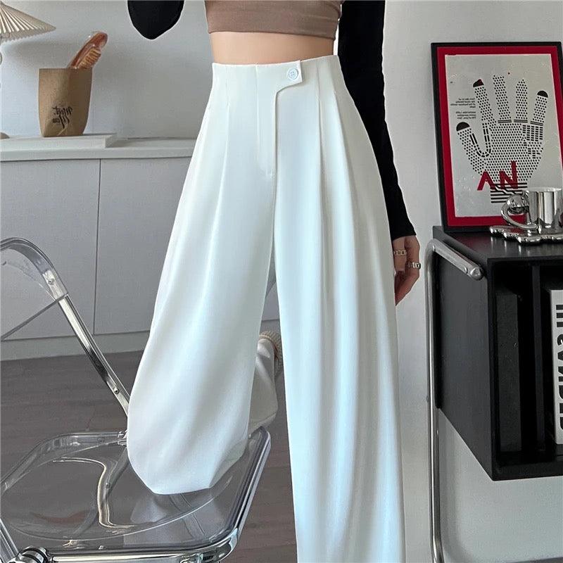 Redra Buttoned High Waist Pants In Olive