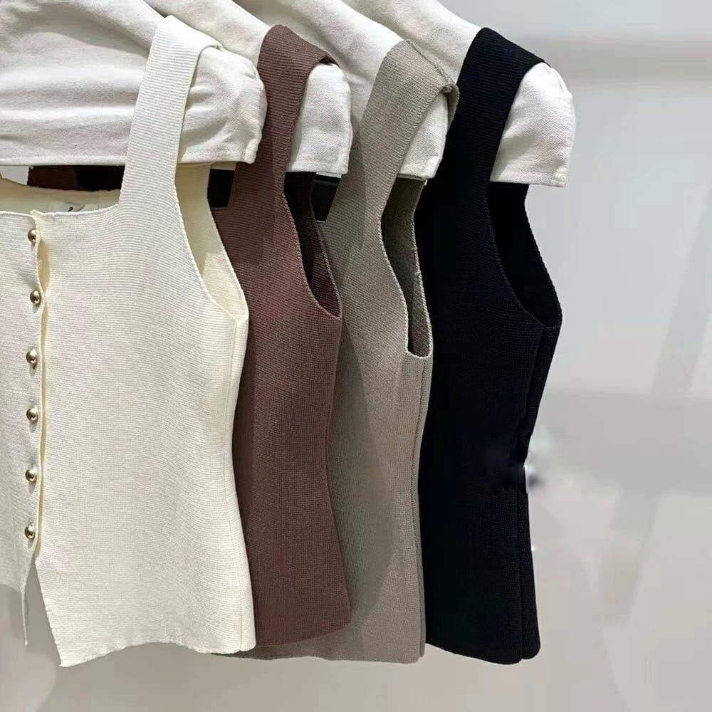 Kello Casual Summer Tank Top In Black