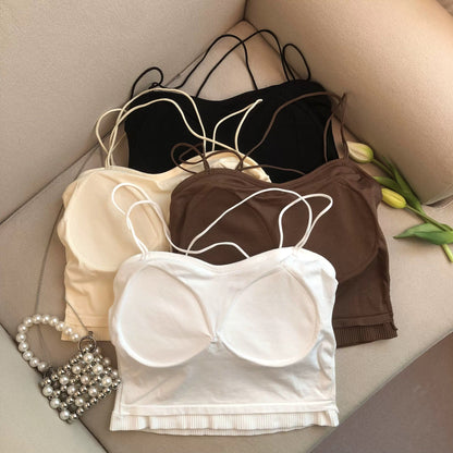 Leddo Tank Tops with Inbuilt Bra In Pale Yellow