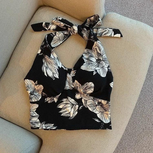 Roots Halterneck Summer Top In Black