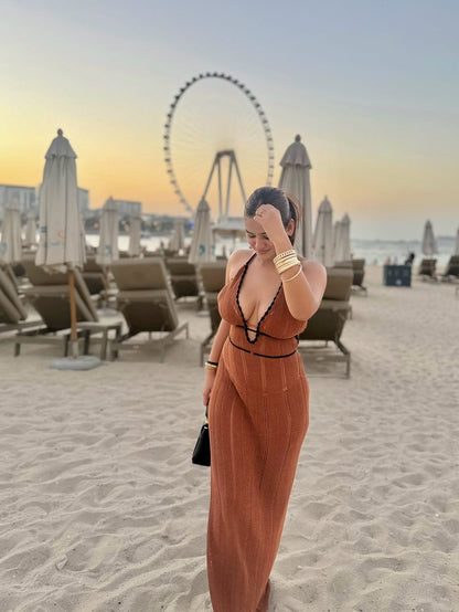 Sassa Luxe Soft Knit Dress In Brown