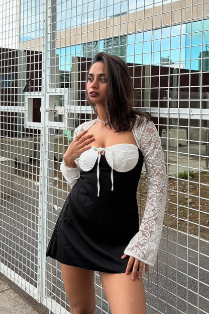 Serbia Lace Mini Dress In Black
