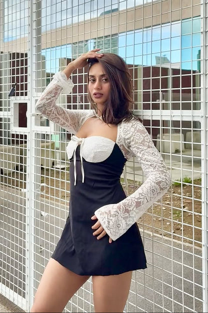 Serbia Lace Mini Dress In Black