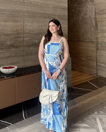 Solara Statement Summer Maxi Dress In Blue