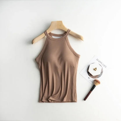 Dia Tank Tops with Inbuilt Bra In Brown