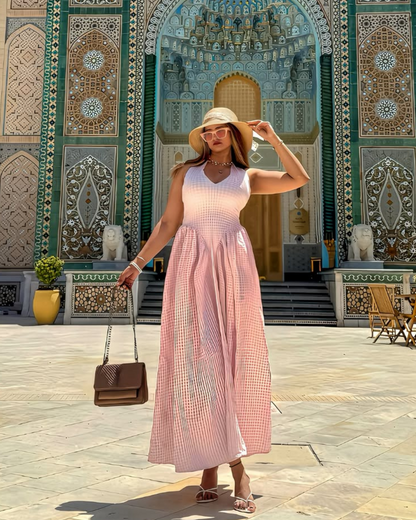 Shireen Drop Waist Midi Dress In Pink