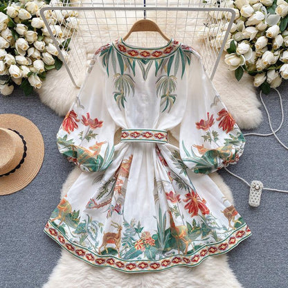 Tropical Vintage Dress with Belt