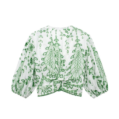 Gemma Eyelet Summer Coord Set In Green