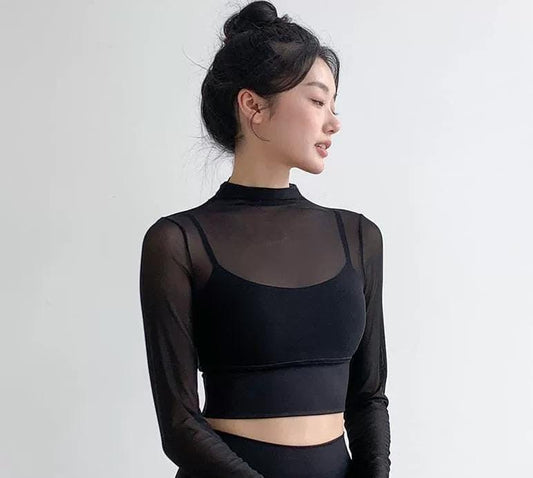 Terra Seamless Top with Inbuilt Bra In Black