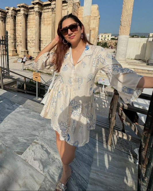 Rubeya Breezy Summer Dress In Beige