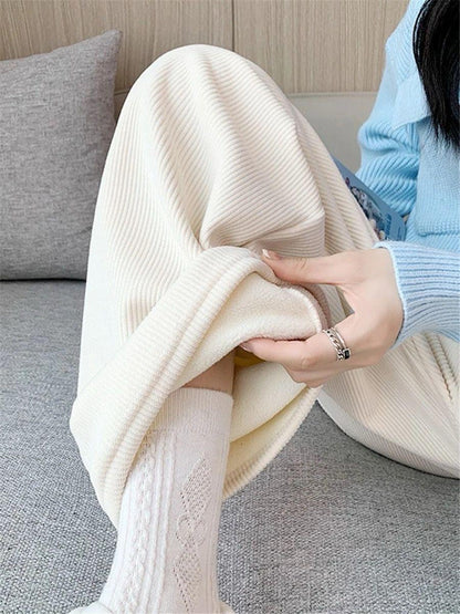 Marley Wide Leg Fleece Pants In Pink