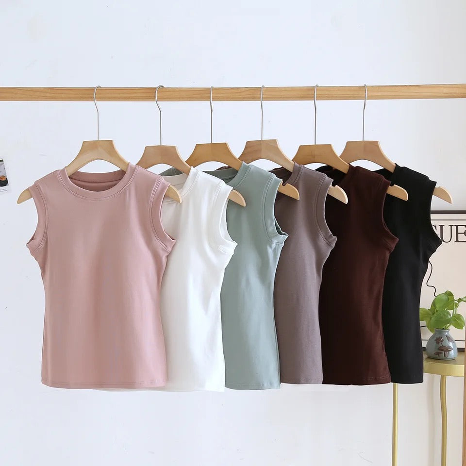 Joyce Tank Tops with Inbuilt Bra In Brown