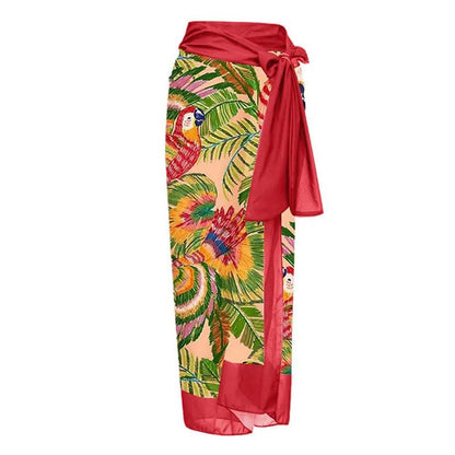 Ruther swimsuit with Sarong Skirt in Red