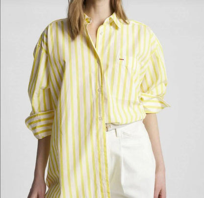 Lotus Striped Summer Oversized Shirt In Pink