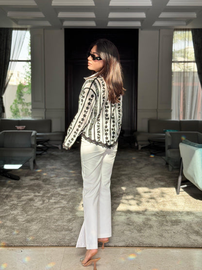 Coya Embroidered Cotton Shirt In Black