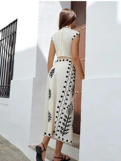 Louella Summer Set of Top and Skirt In Beige