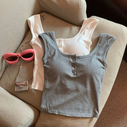 Maria Tank Tops with Inbuilt Bra In White