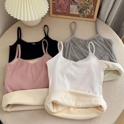 Saler Warm Tank Tops with Fleece Lining In Black