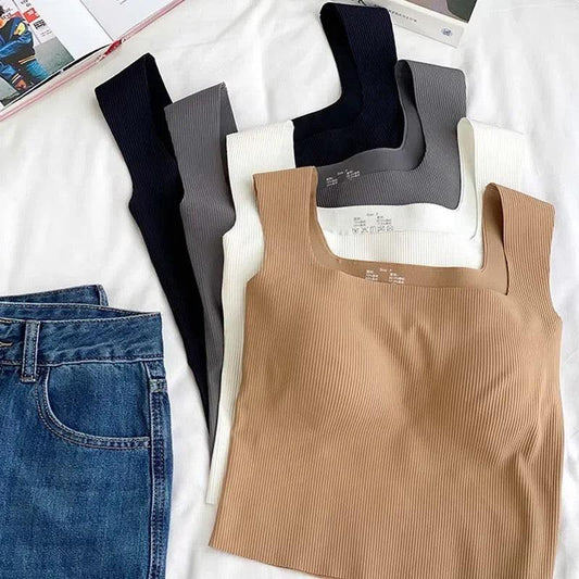 Nino Tank Tops with Inbuilt Bra in White
