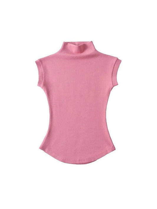 Dote Turtleneck Summer Tops In Pink