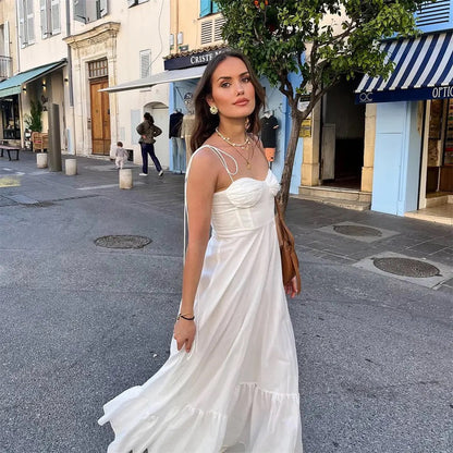 Camellia Summer Holiday Maxi Dress In White