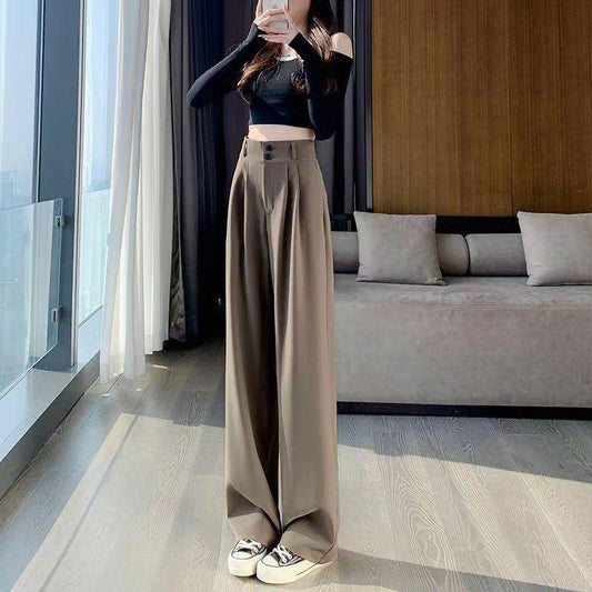 Crest Wide Leg High Waist Pants In Olive
