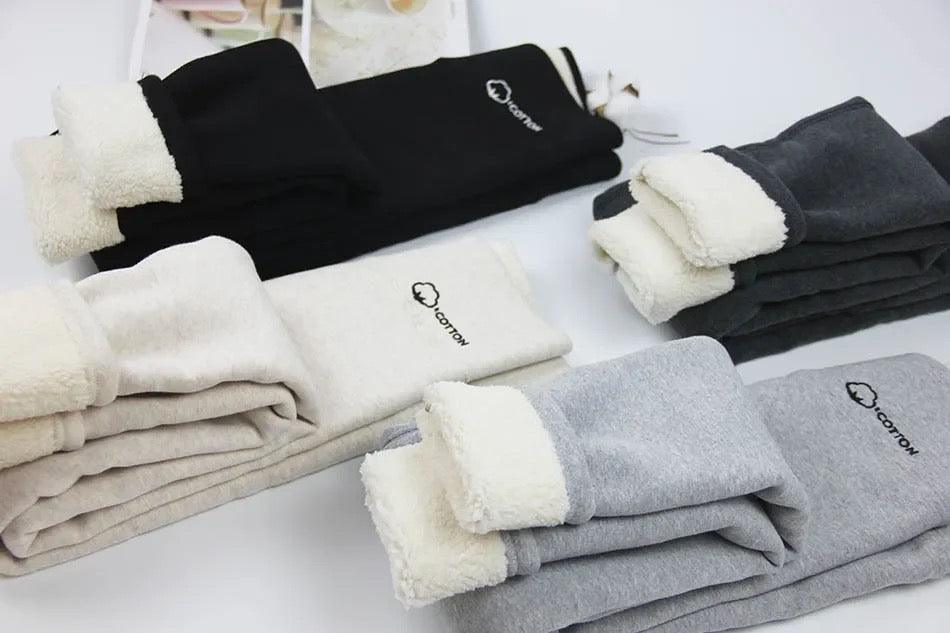 Lateno Premium Fleece Leggings In Light Grey