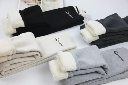 Lateno Premium Fleece Leggings In Light Grey