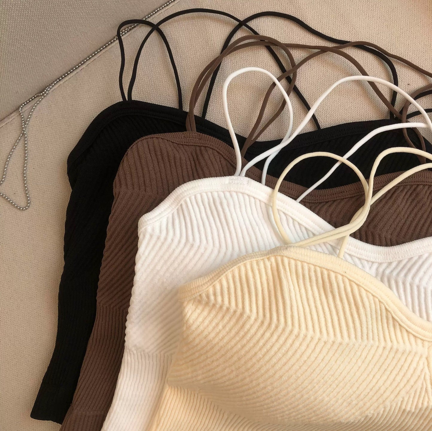 Leddo Tank Tops with Inbuilt Bra In Pale Yellow