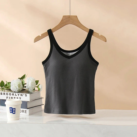 Bagatelle Tank Tops with Inbuilt Bra In Grey