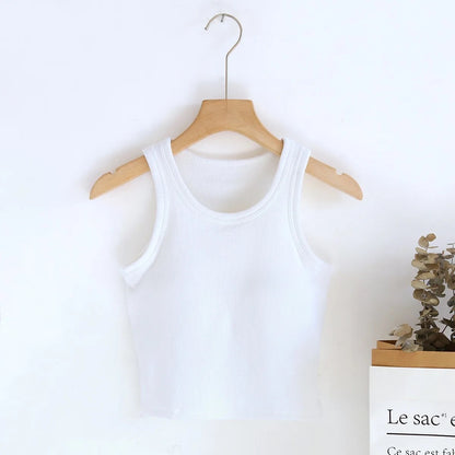 Luked Tank Tops with Inbuilt Bra In Pink