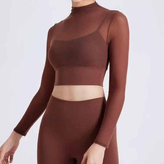 Terra Seamless Top with Inbuilt Bra In Brown