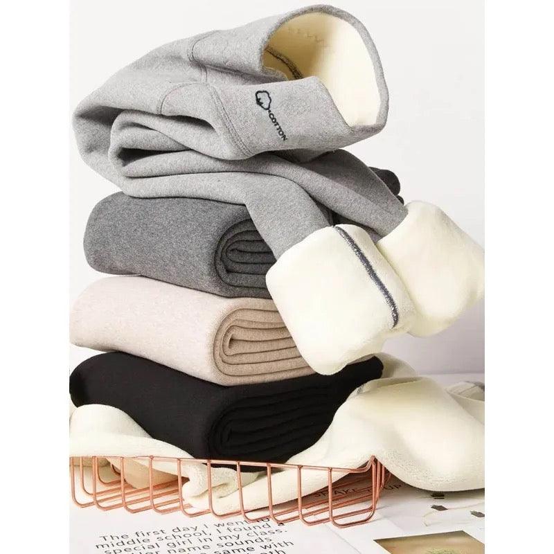 Lateno Premium Fleece Leggings In Light Grey