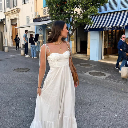 Camellia Summer Holiday Maxi Dress In White