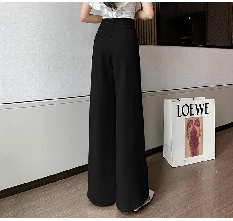 Meraki Wide Leg High Waist Pants In Black