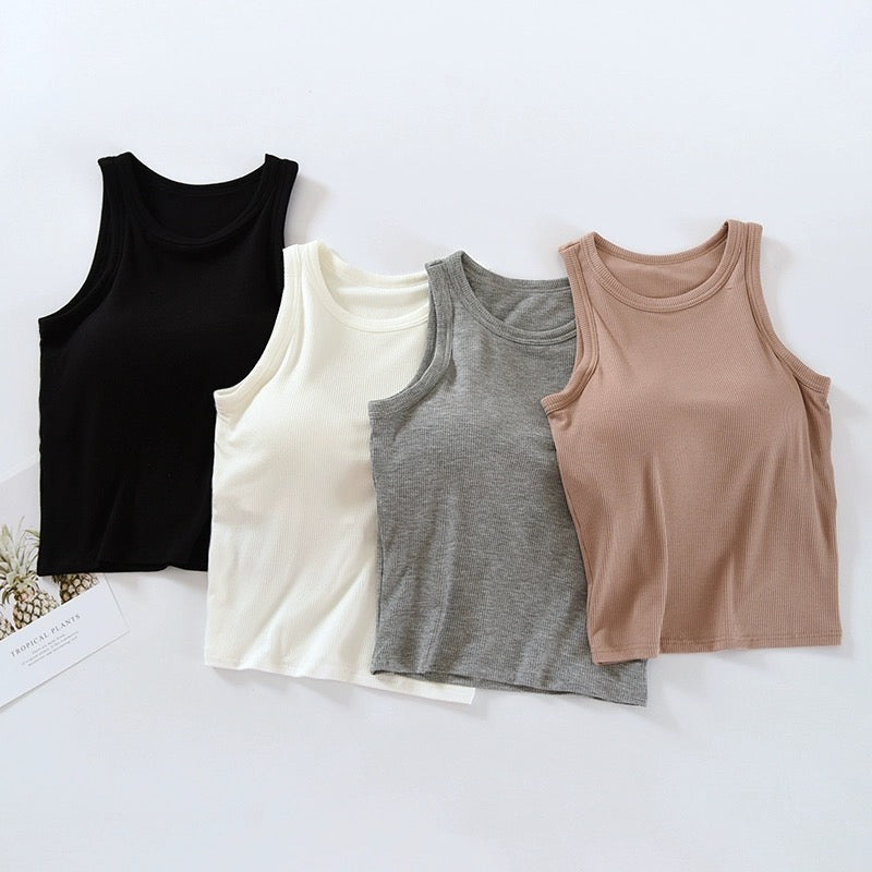 Rosalie Tank Tops with Inbuilt Bra In Black