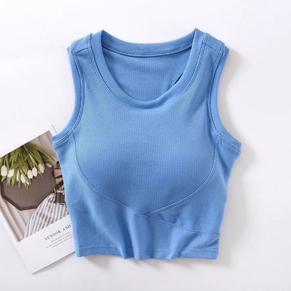 Baco Tank Tops with Inbuilt Bra In Peach