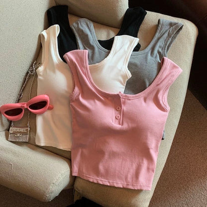 Maria Tank Tops with Inbuilt Bra In Black