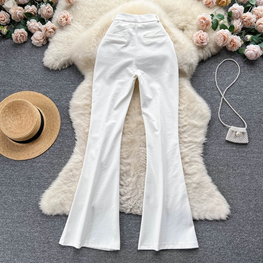 Lucaso Buttoned High Waist Pants In White