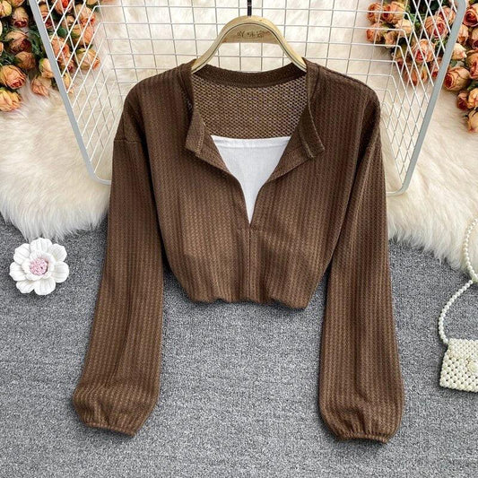 Laurel Full Sleeve Summer Tops In Brown